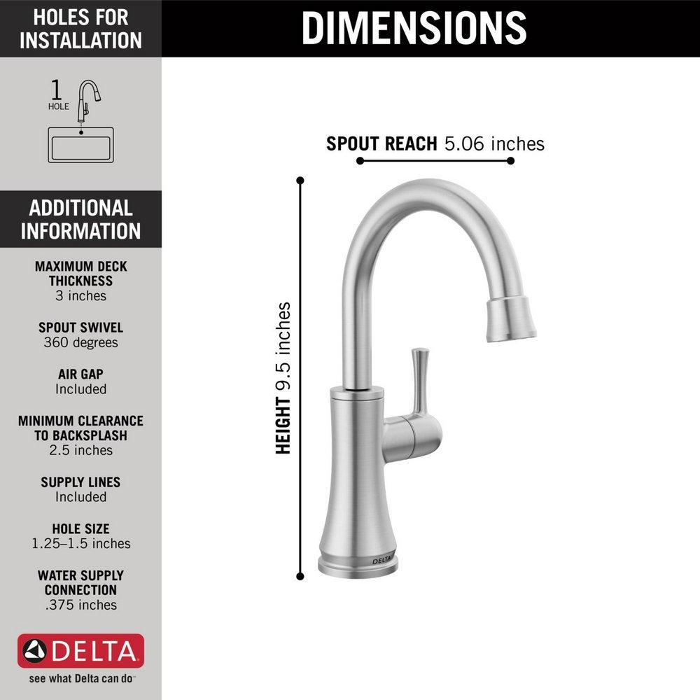 Delta Faucet Arctic Stainless Single Handle Beverage Kitchen Faucet 