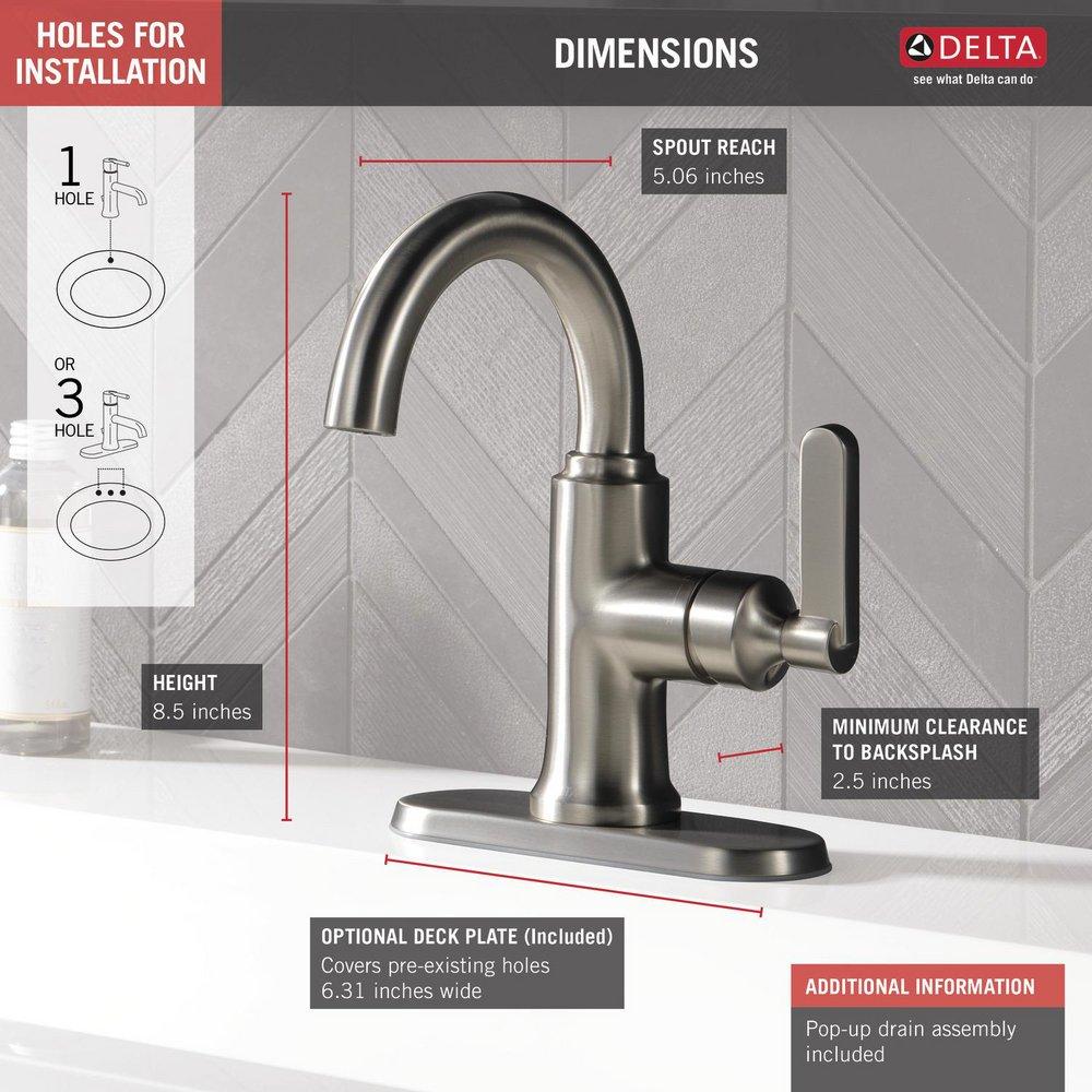 Single Handle Monoblock Bathroom Sink Faucet in SpotShield&reg; Brushed Nickel 