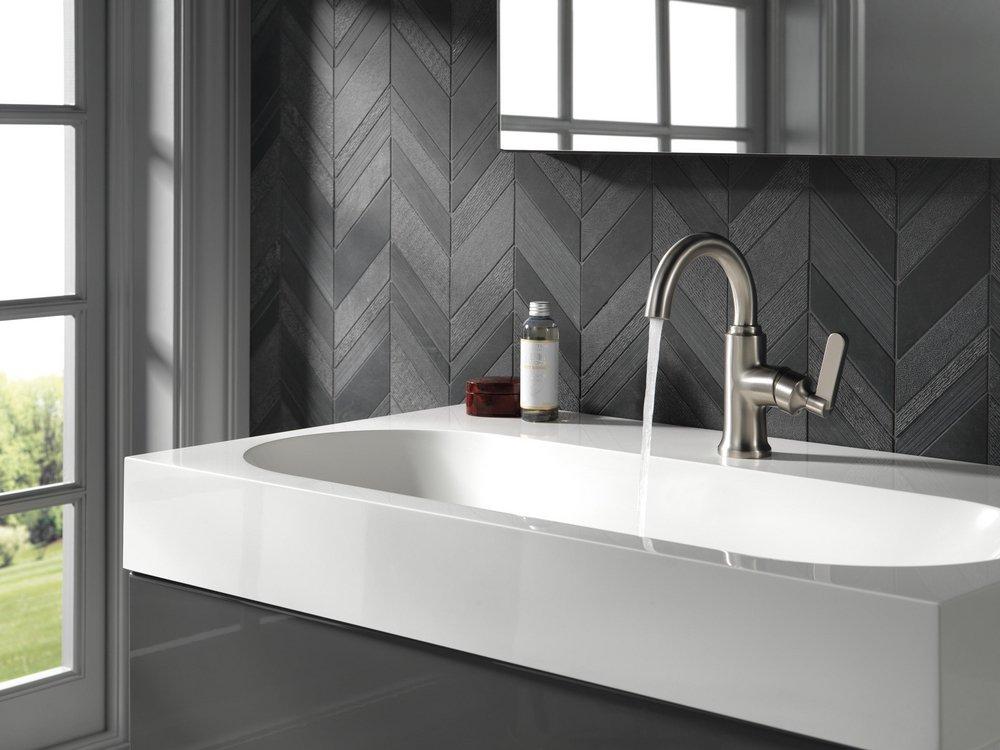 Single Handle Monoblock Bathroom Sink Faucet in SpotShield&reg; Brushed Nickel 