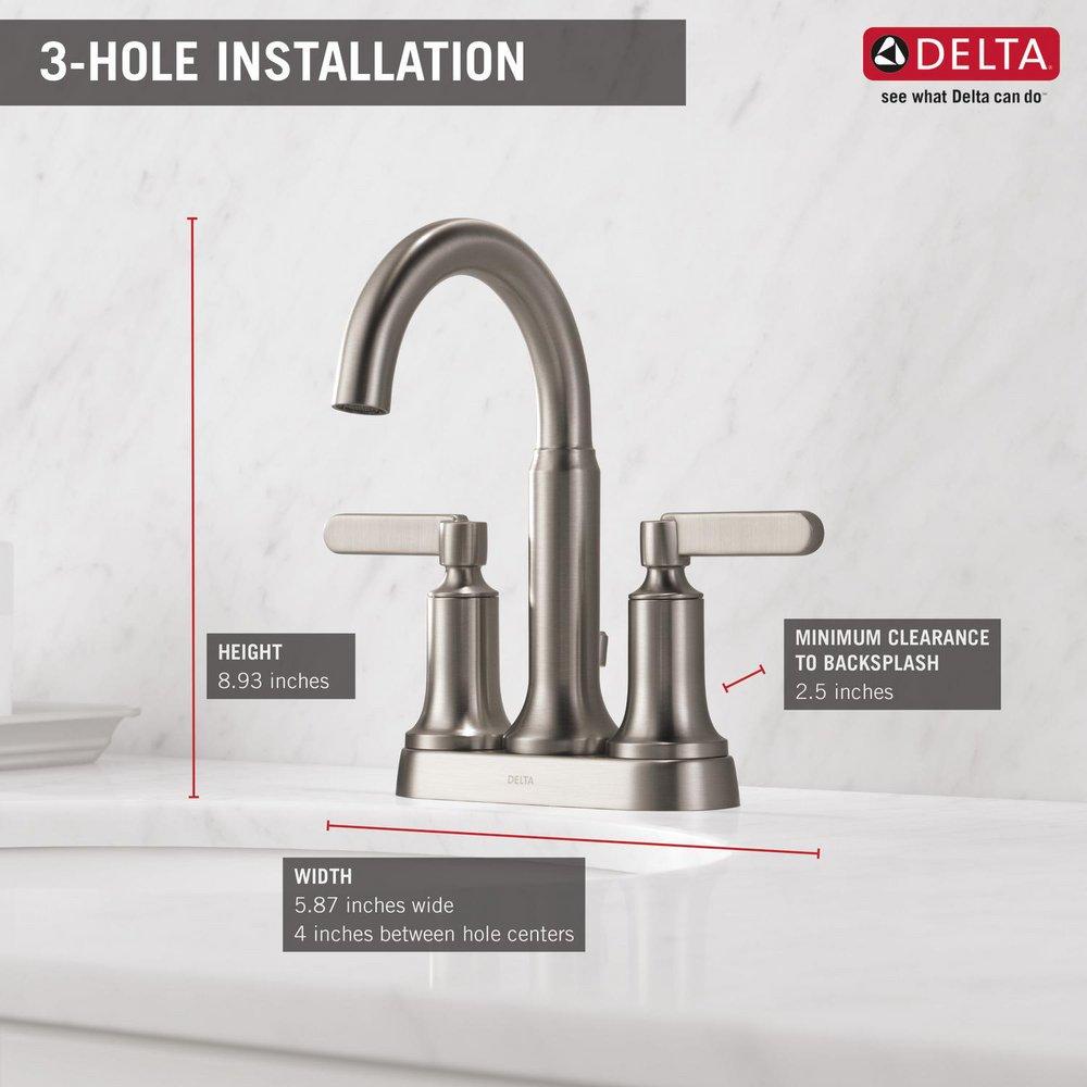 Two Handle Centerset Bathroom Sink Faucet in SpotShield Brushed Nickel 