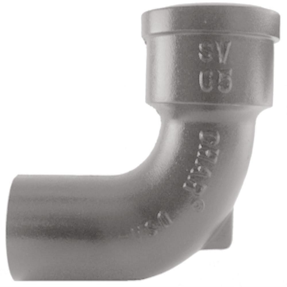 Black Spigot x Hub Domestic Cast Iron 90 Degree Bend 