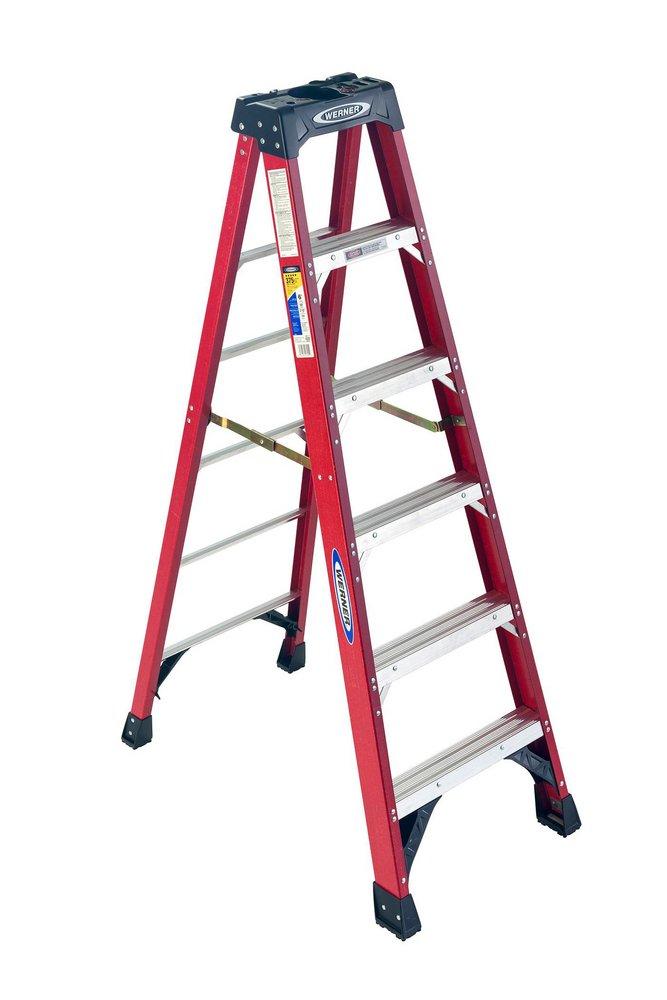 Werner Ladder Red Fiberglass 375 lb. Step Ladder 