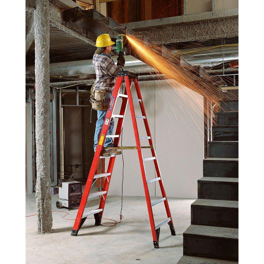 Werner Ladder Red Fiberglass 375 lb. Step Ladder 
