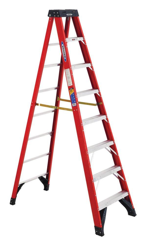 Werner Ladder Red Fiberglass 375 lb. Step Ladder 
