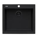 Ruvati Midnight Black 22 x 20 in. 1 Hole Granite Composite 1 Bowl Dual Mount Kitchen Sink 