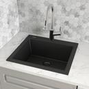Ruvati Midnight Black 22 x 20 in. 1 Hole Granite Composite 1 Bowl Dual Mount Kitchen Sink 