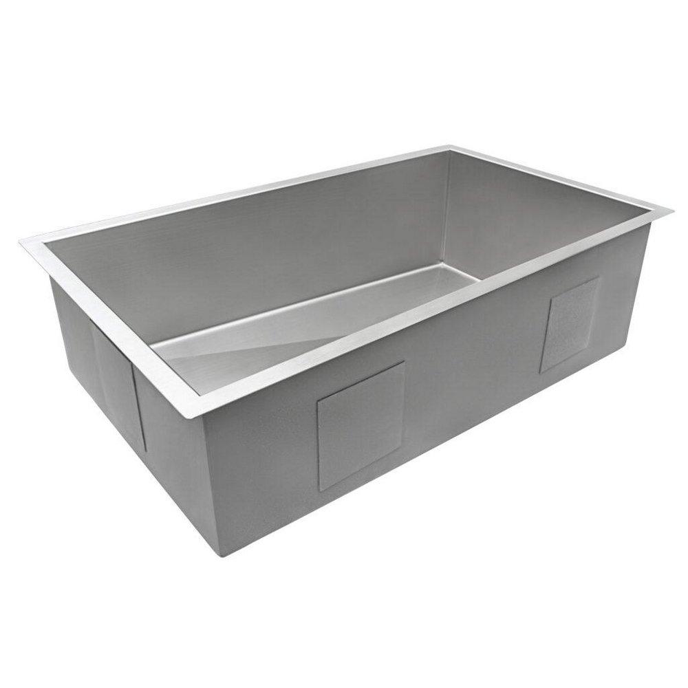 Ruvati 32 x 19 in. No Hole 1 Bowl Undermount Kitchen Sink 