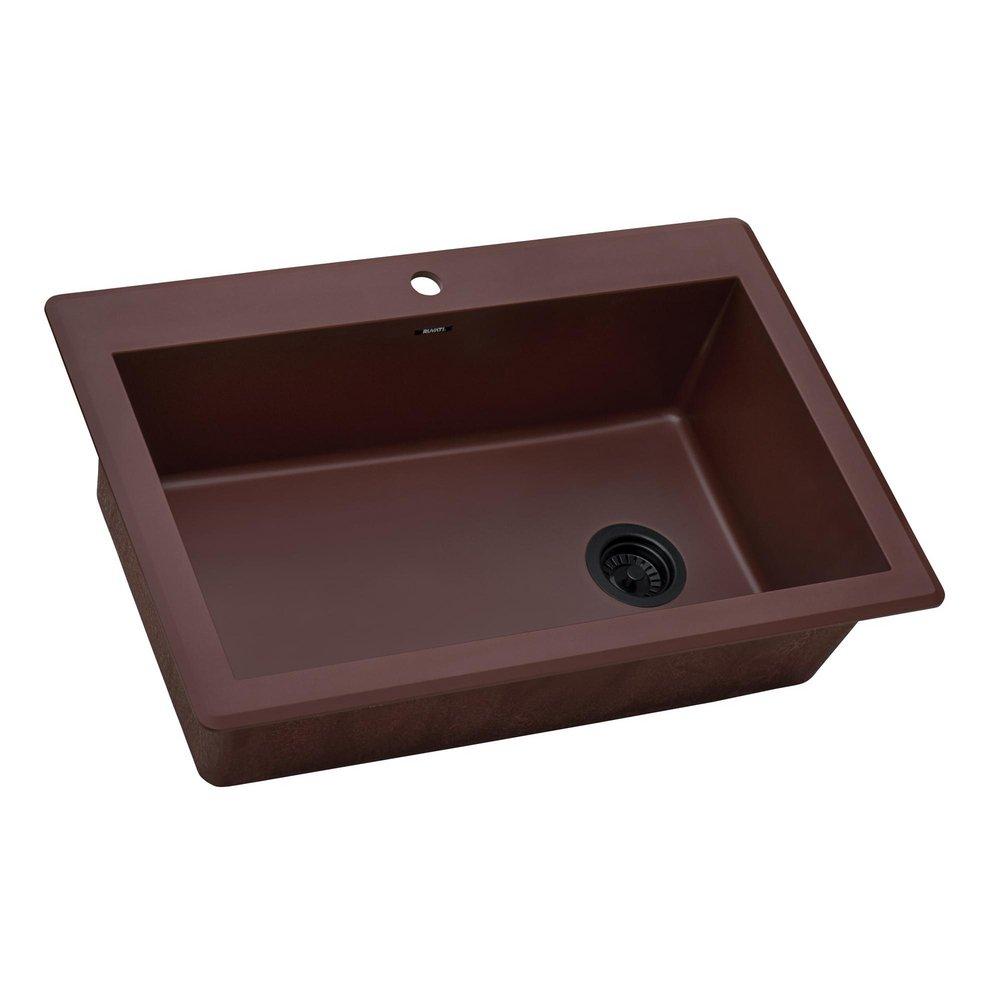 Ruvati Carnelian Red 33 x 22 in. 1 Hole Granite Composite 1 Bowl Drop-in Kitchen Sink 