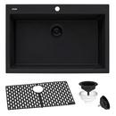 Ruvati Midnight Black 30 x 20 in. 1 Hole Granite Composite 1 Bowl Drop-in Kitchen Sink 