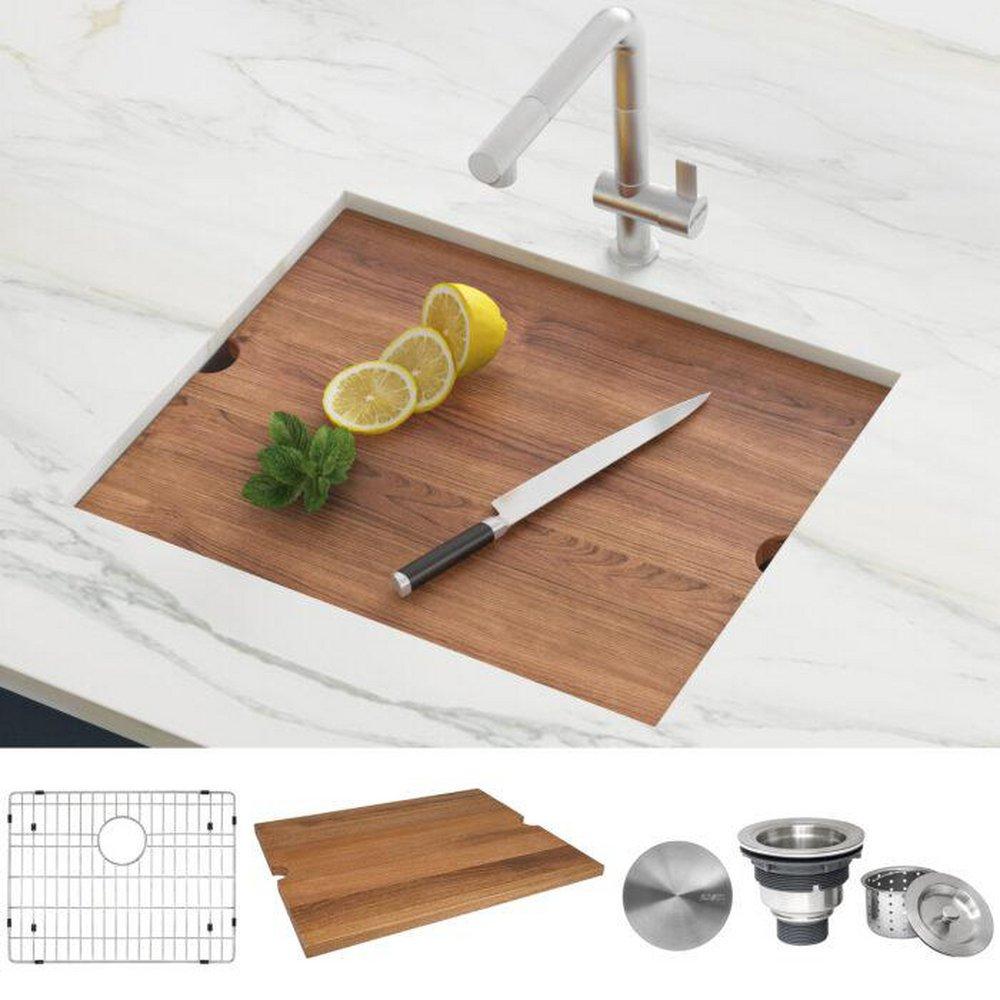 Ruvati Stainless Steel 21 x 19 in. No Hole Undermount Bar Sink 