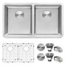 Ruvati No Hole Stainless Steel 2 Bowl Undermount Kitchen Sink 