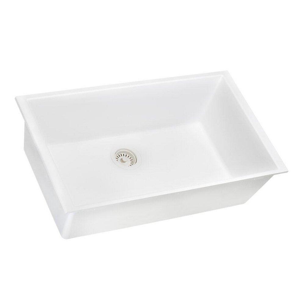Ruvati Arctic White 30 x 17-1/4 in. No Hole Granite Composite 1 Bowl Undermount Kitchen Sink 