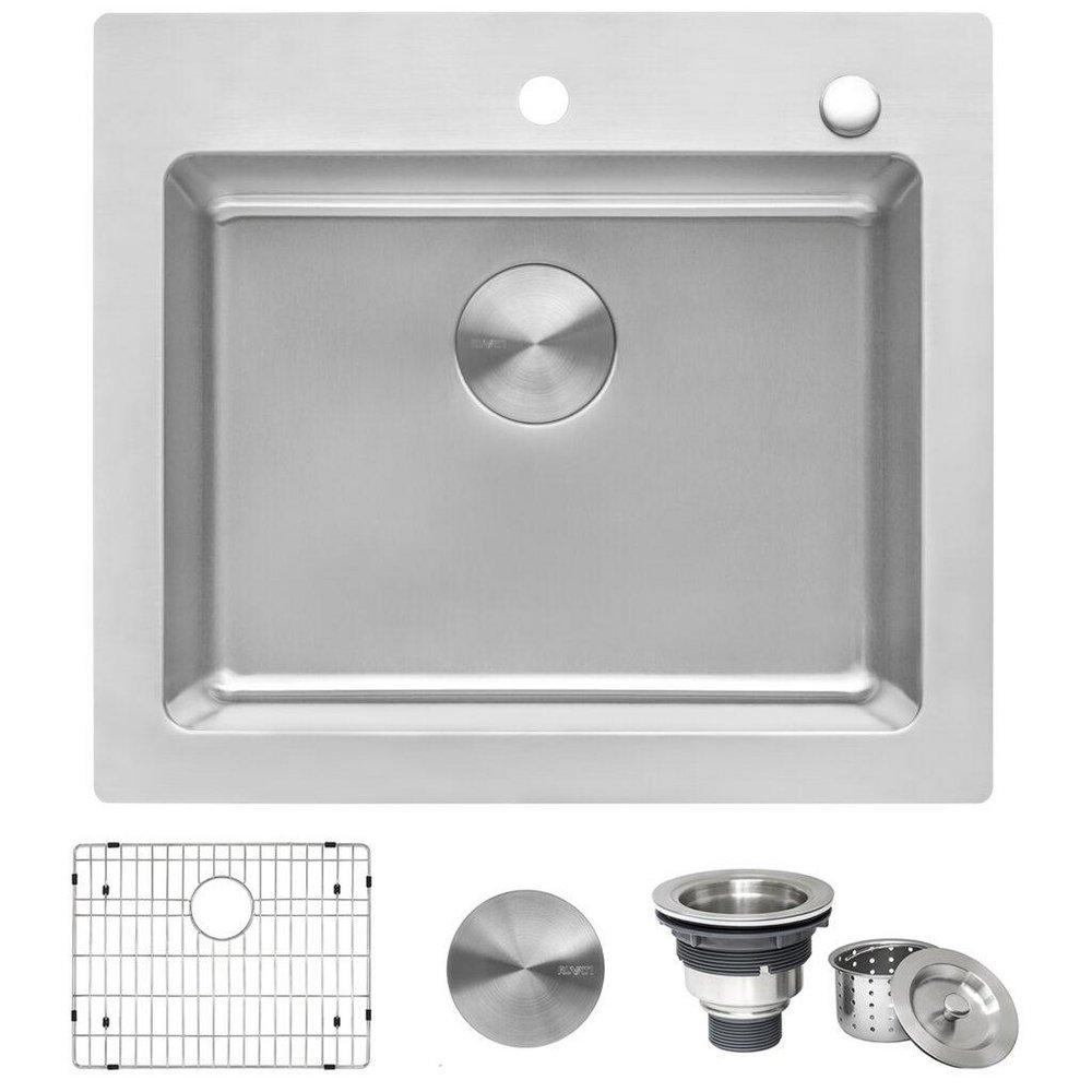 Ruvati 23-3/8 x 20-5/8 in. 2 Hole 1 Bowl Drop-in Kitchen Sink 