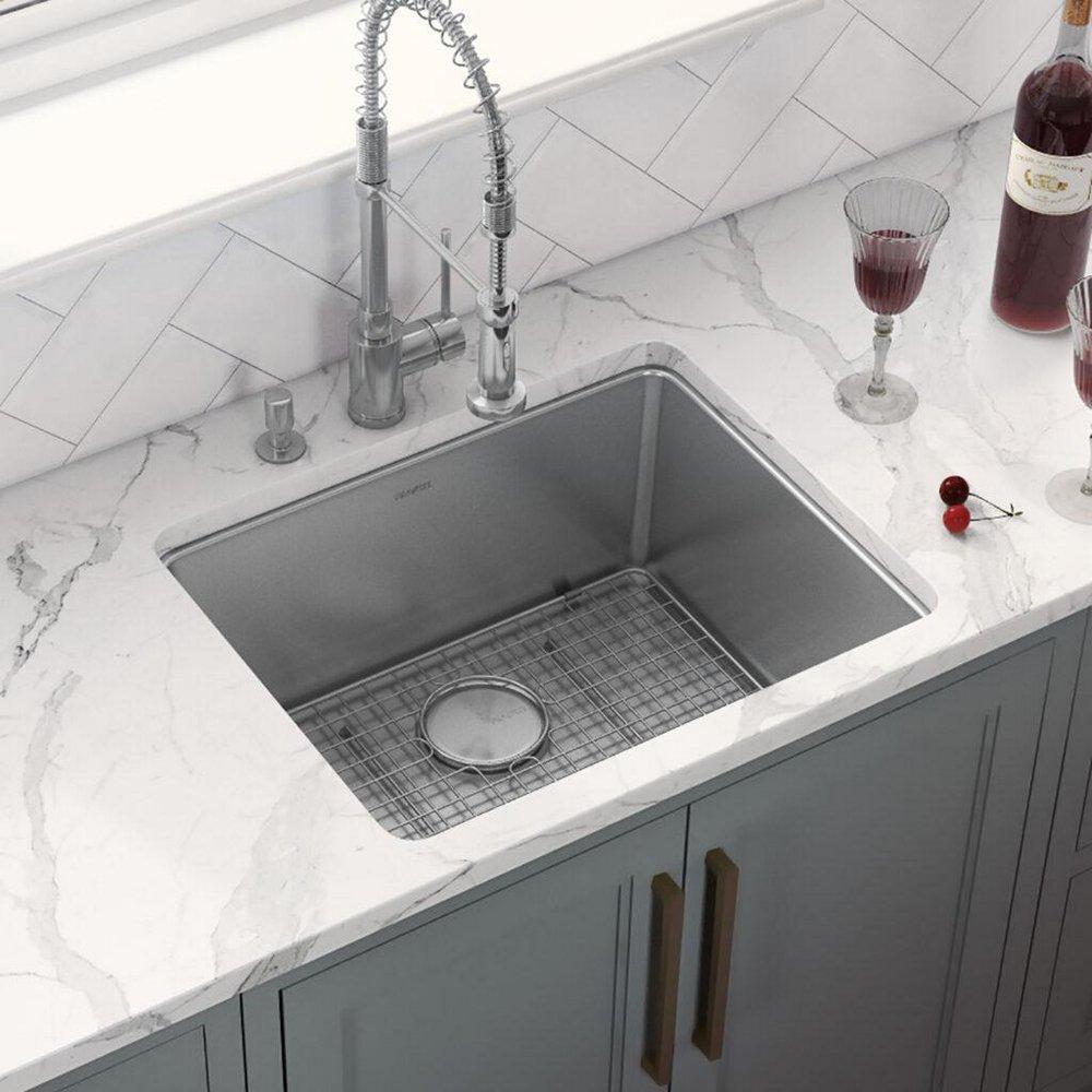 Ruvati 23 x 18 in. No Hole 1 Bowl Undermount Kitchen Sink 