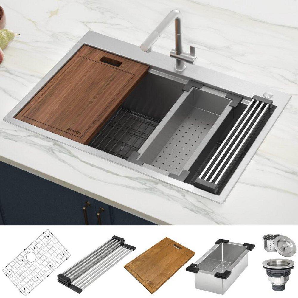 Ruvati 30 x 22 in. 2 Hole 1 Bowl Drop-in Kitchen Sink 