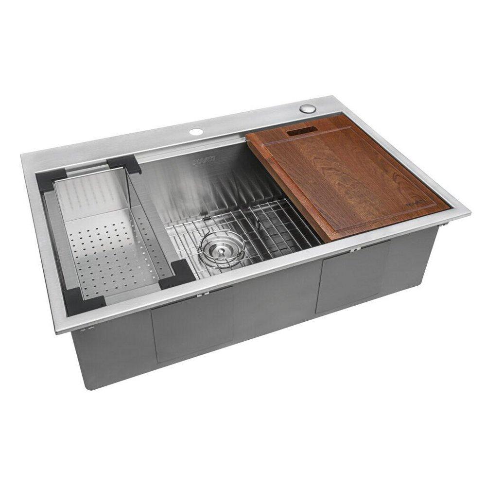 Ruvati 30 x 22 in. 2 Hole 1 Bowl Drop-in Kitchen Sink 