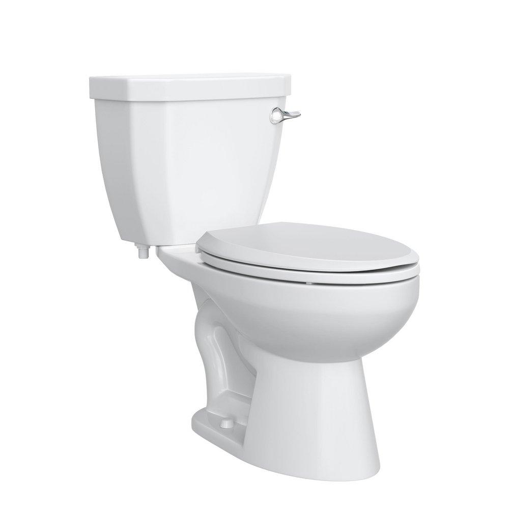 1.28 gpf Round Two Piece Toilet in White with Right Hand Lever 