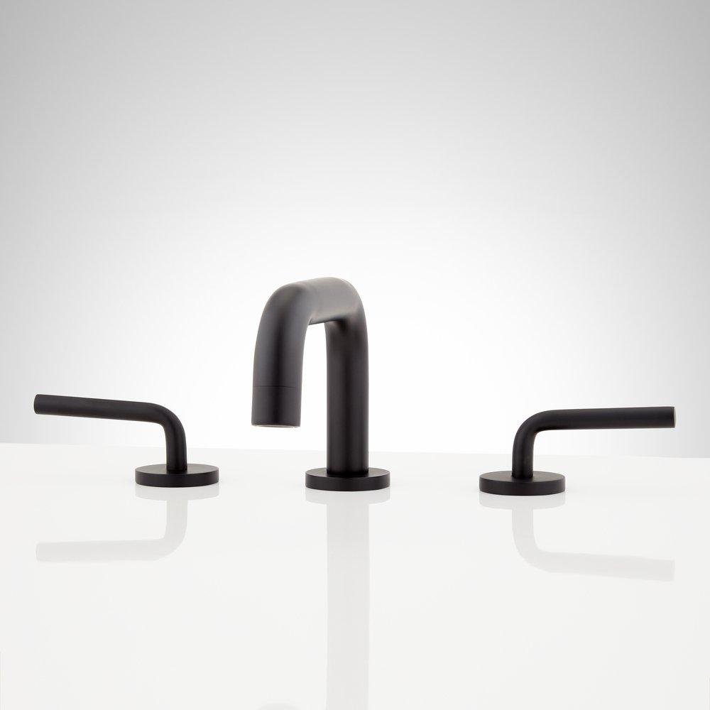 Signature Hardware Matte Black Two Handle Widespread Bathroom Sink Faucet 