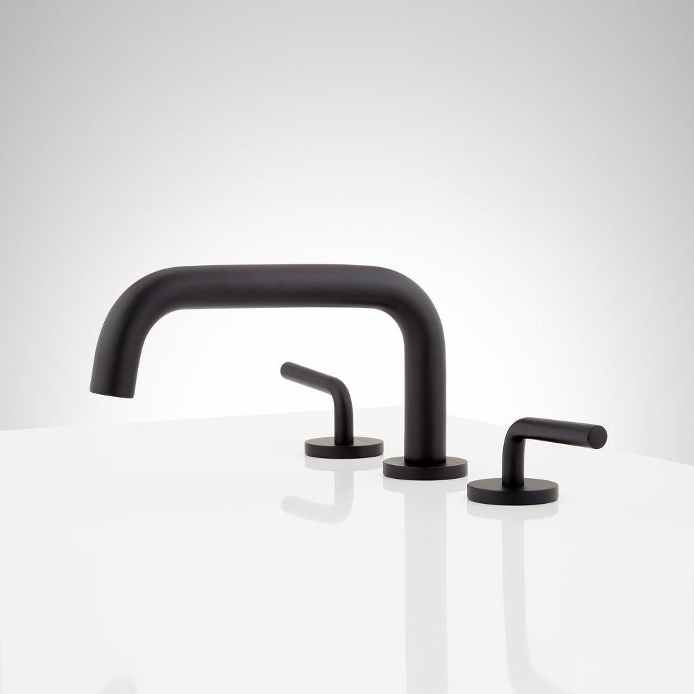 Signature Hardware Matte Black Two Handle Widespread Bathroom Sink Faucet 