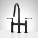 Two Handle Bridge Pull Down Kitchen Faucet in Matte Black