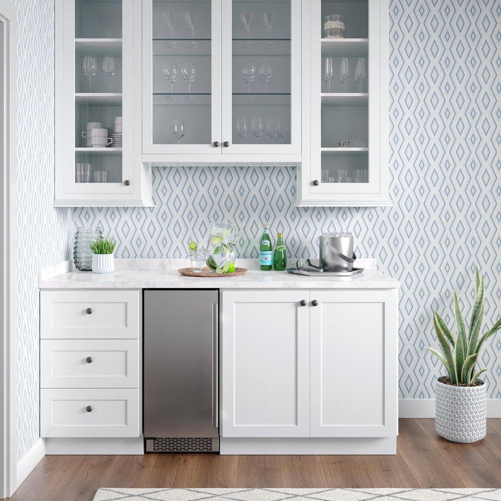 15" Built-In Indoor Gourmet Ice Maker with Gravity Pump and Left Hinge in Stainless Steel 