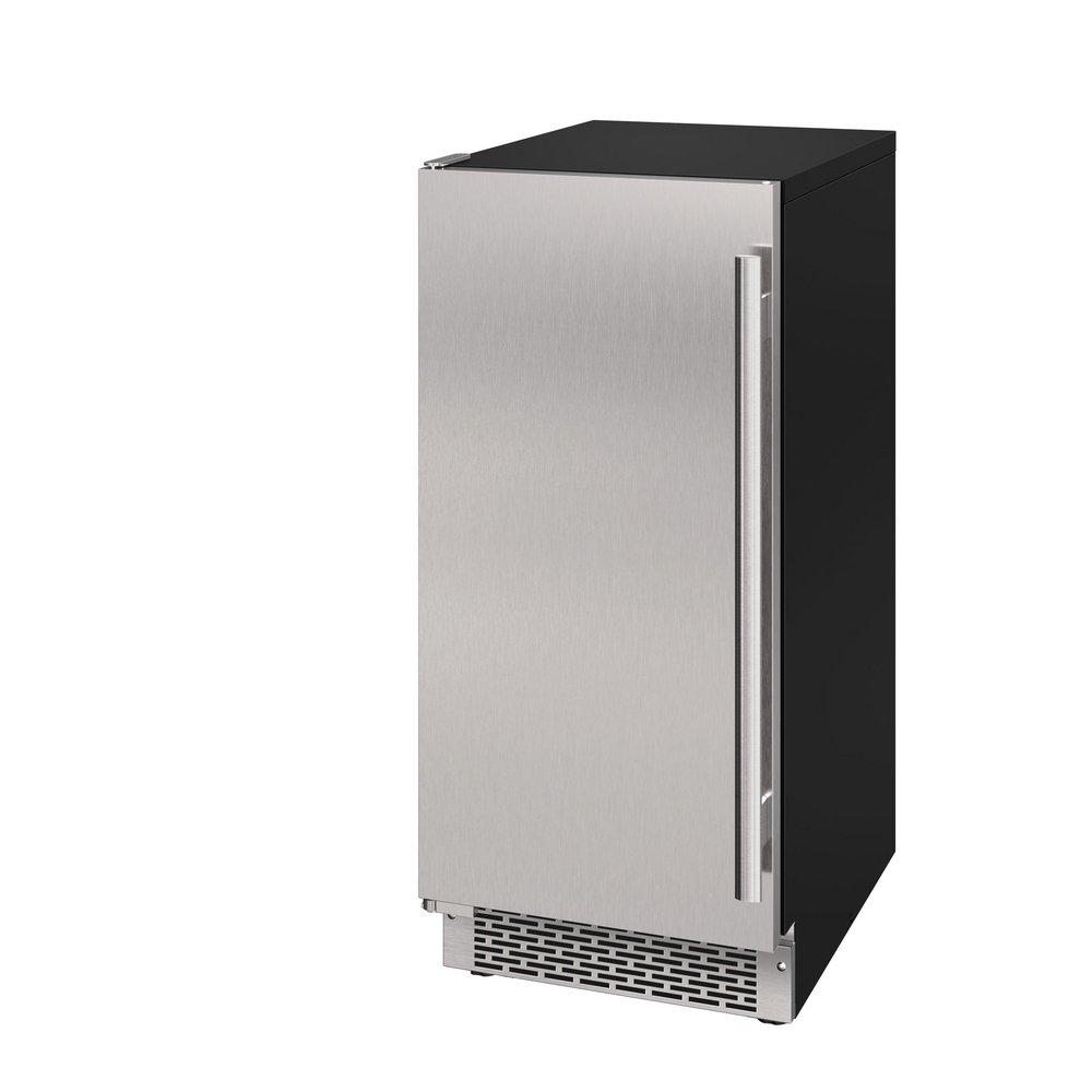 15" Built-In Indoor Gourmet Ice Maker with Gravity Pump and Left Hinge in Stainless Steel 