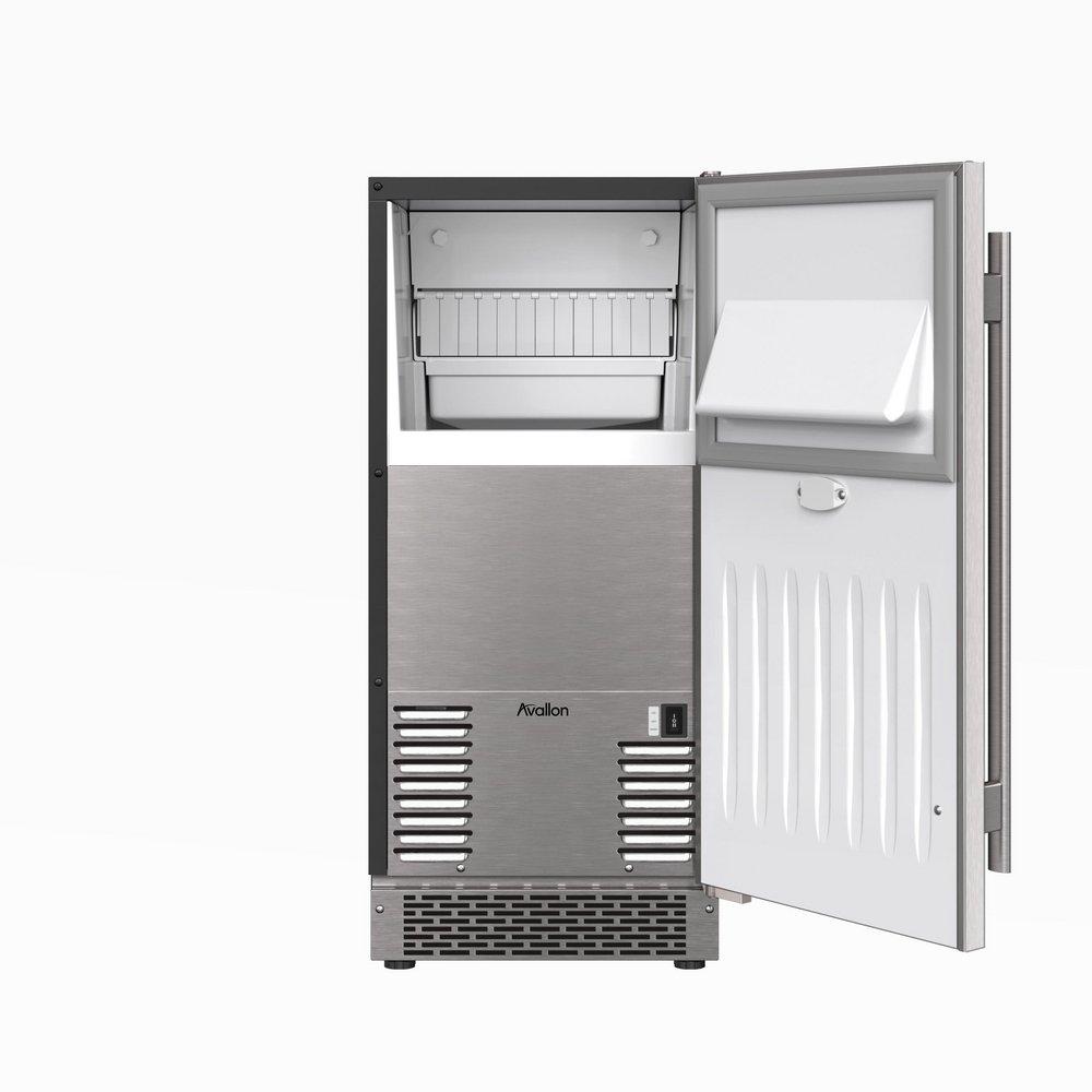 15" Built-In Indoor Gourmet Ice Maker with Gravity Pump and Right Hinge in Stainless Steel 