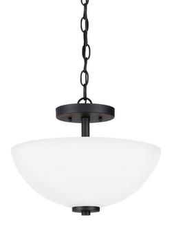 100W 2-Light Medium E-26 Incandescent Semi-Flush Mount Ceiling Fixture in Midnight Black