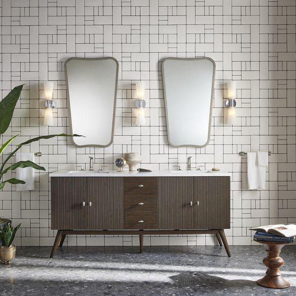 Robern Aged Brass 11/16 x 24 in. Flat Edge Framed Mirror in Aged Brass 