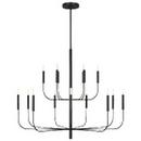 Visual Comfort & Co. Studio Aged Iron 37-1/2 x 48-3/4 in. 60W 2-Tier 15-Light Transitional Chandelier 