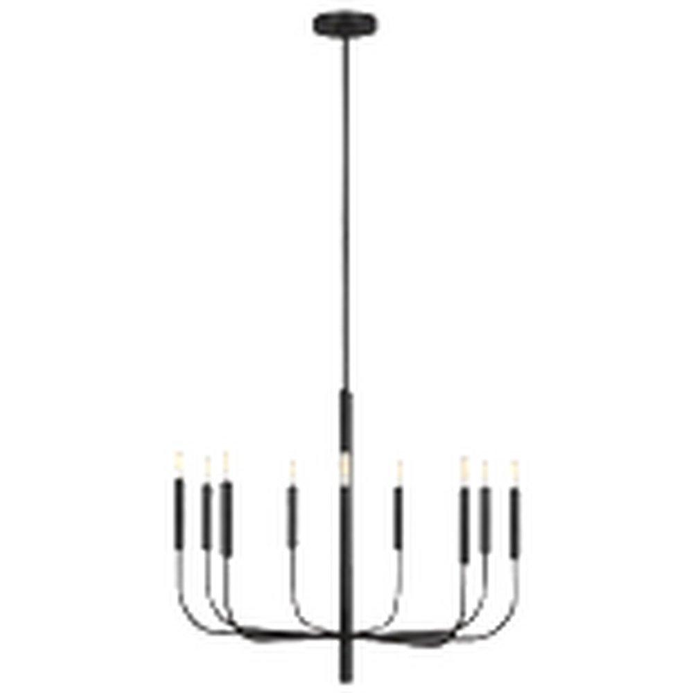 Visual Comfort & Co. Studio Aged Iron 25-3/4 x 30 in. 60W 1-Tier 9-Light Geometrics, Mid-century and Transitional Chandelier 