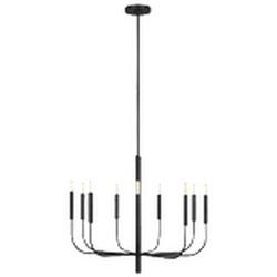 25-3/4 x 30 in. 60W 1-Tier 9-Light Geometrics, Mid-century and Transitional Chandelier in Aged Iron
