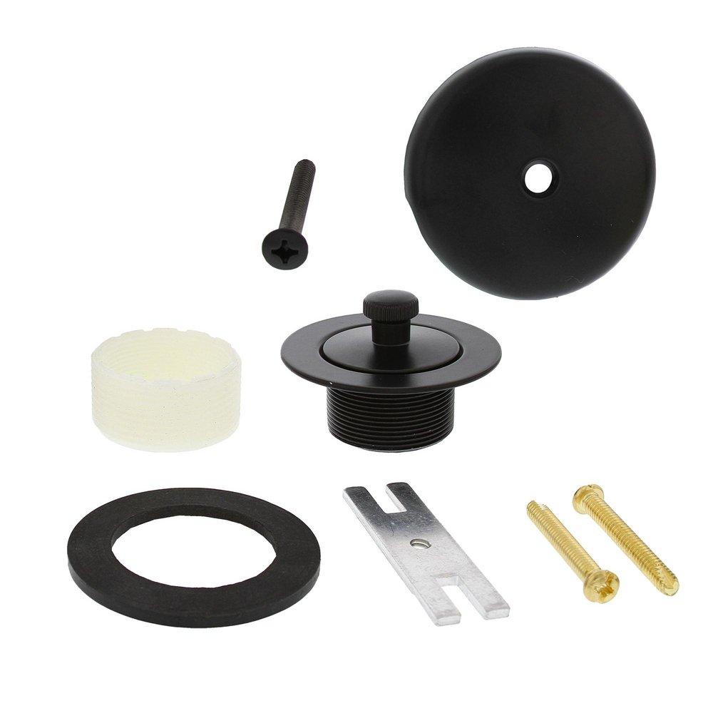 Matte Black One-Hole Lift and Turn Tub Drain Trim Kit, Includes Two-Hole Conversion Bar 