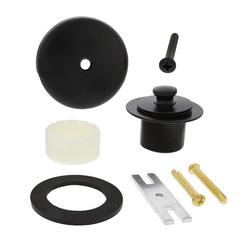 Matte Black One-Hole Friction Lift Tub Drain Trim Kit, Includes Two-Hole Conversion Bar