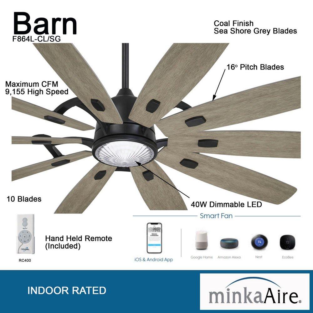 Minka Aire Coal 65 in. 10-Blade Indoor/Outdoor Ceiling Fan 