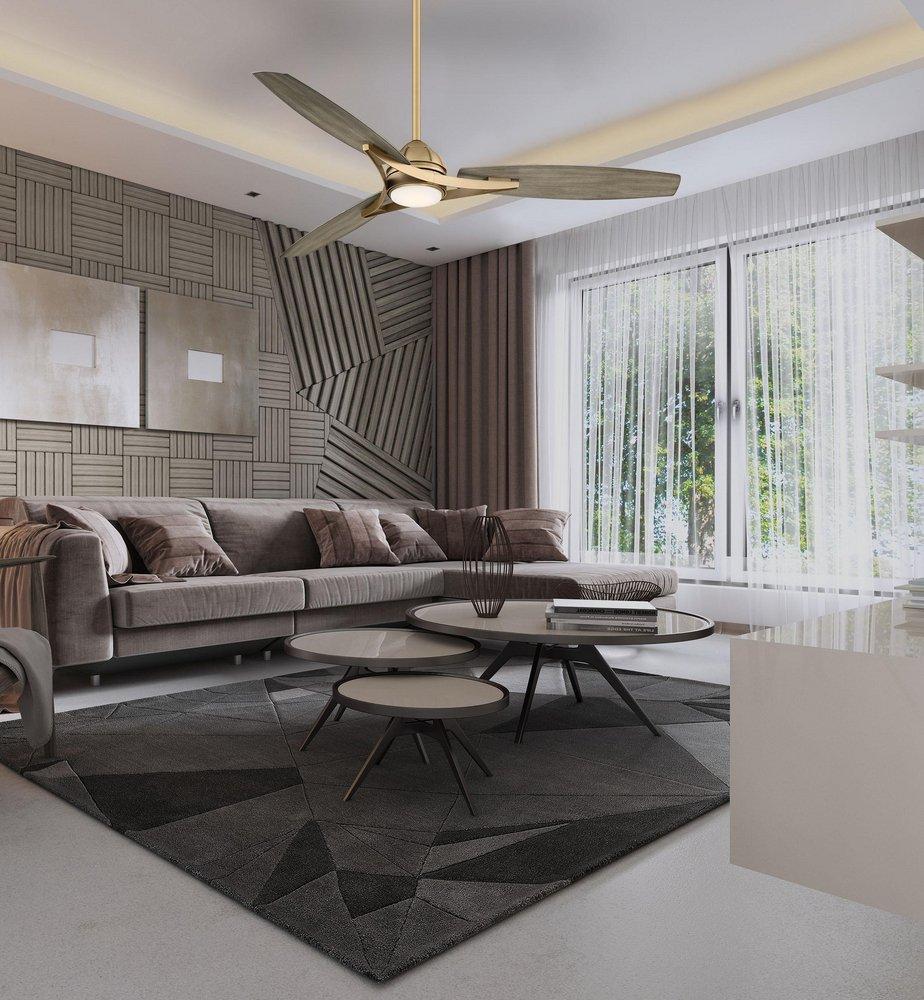 Minka Aire Soft Brass 65 in. 3-Blade Outdoor Ceiling Fan 