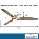 Minka Aire Soft Brass 65 in. 3-Blade Outdoor Ceiling Fan 