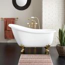 55 x 27 in. Freestanding Bathtub with End Drain in White and Brushed Nickel Clawfoot