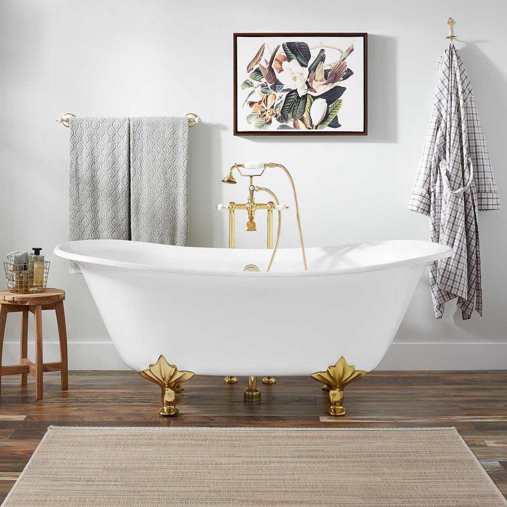 Signature Hardware White 68 x 31-1/2 in. Freestanding Bathtub with Offset Drain in White 