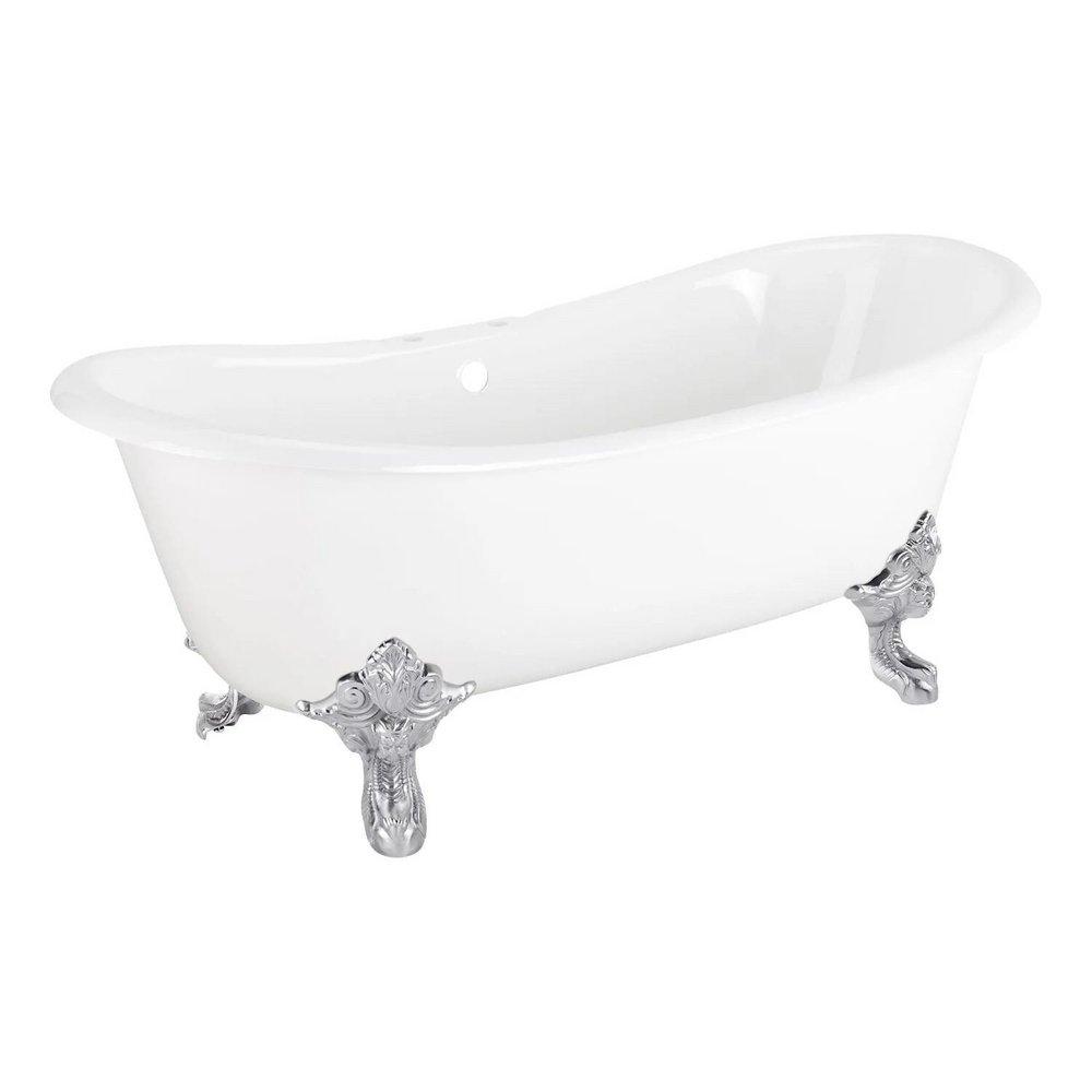 Signature Hardware White 72 x 30-1/2 in. Freestanding Bathtub with Offset Drain in White 