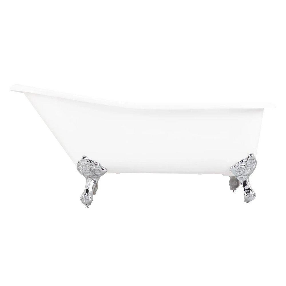 Signature Hardware White 66 x 30-3/8 in. Freestanding Bathtub with End Drain in White 