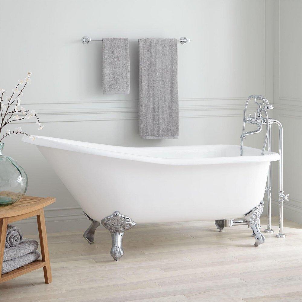Signature Hardware White 66 x 30-3/8 in. Freestanding Bathtub with End Drain in White 