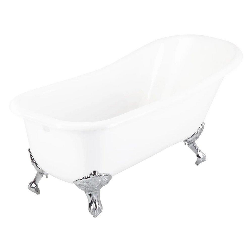 Signature Hardware White 66 x 30-3/8 in. Freestanding Bathtub with End Drain in White 
