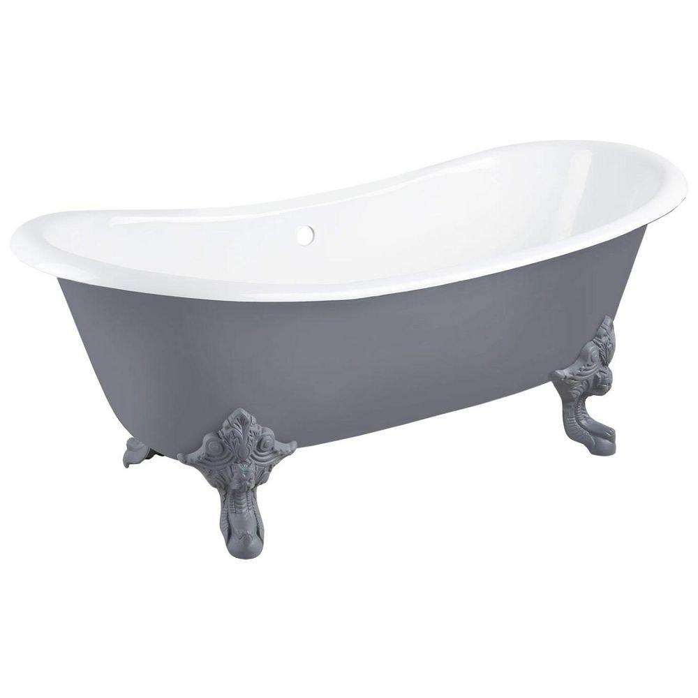 Signature Hardware Dark Grey 72 x 30-1/2 in. Freestanding Bathtub Offset in Dark Grey 