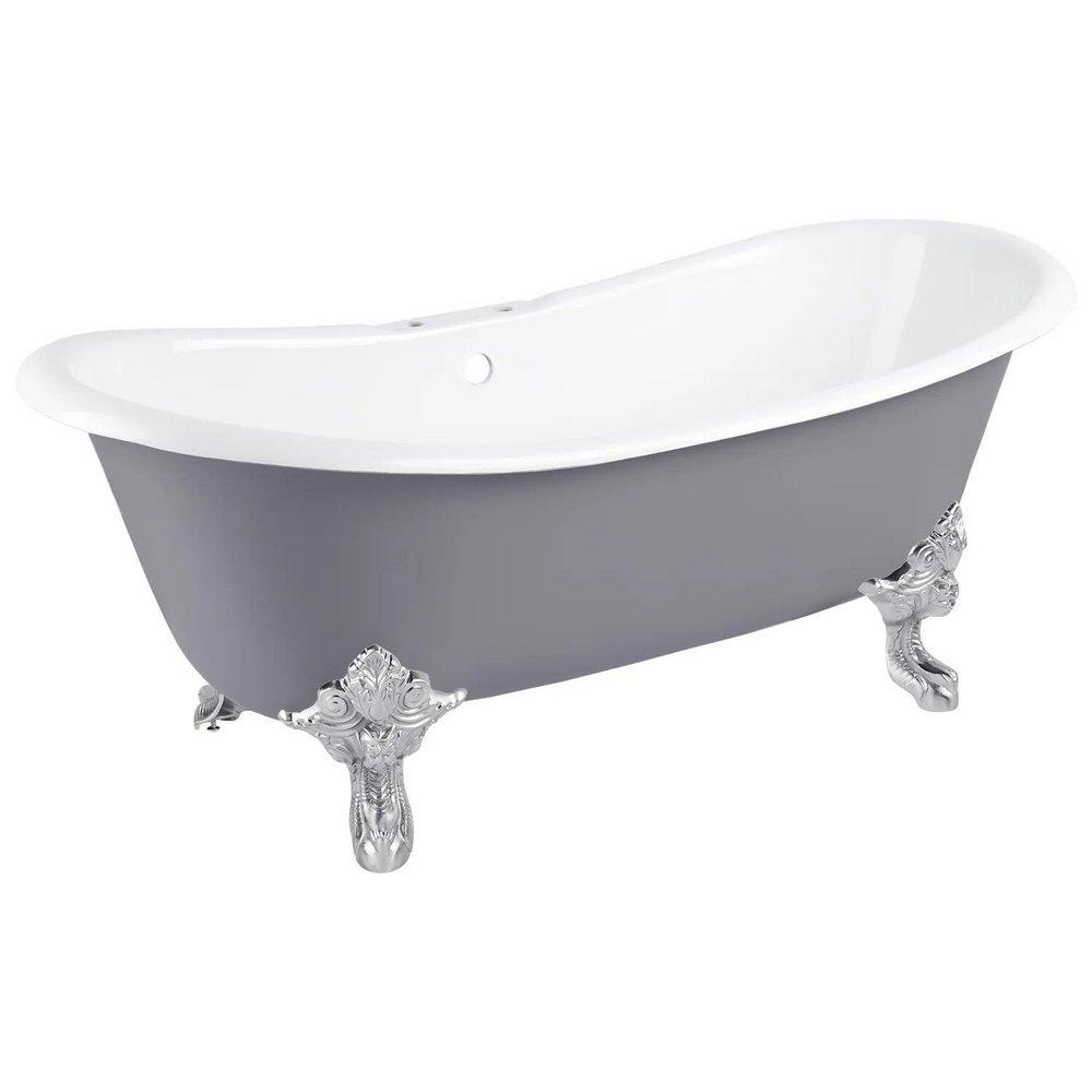 Signature Hardware Dark Grey 72 x 30-1/2 in. Freestanding Bathtub Offset in Dark Grey 