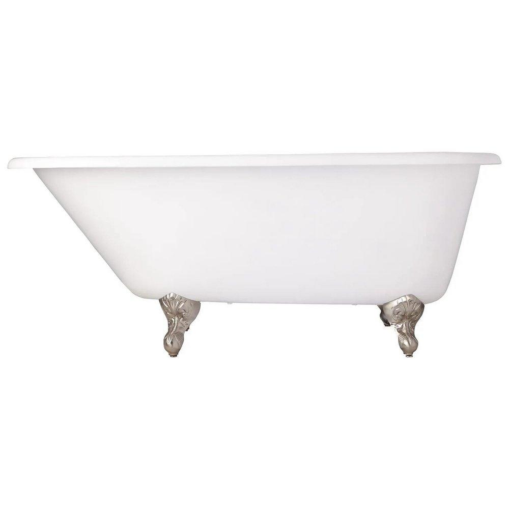 Signature Hardware White 61 x 31 in. Freestanding Bathtub with End Drain in White 