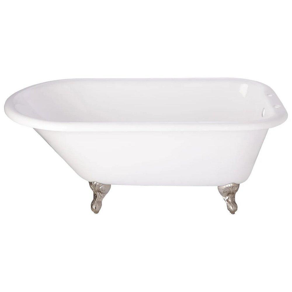 Signature Hardware White 61 x 31 in. Freestanding Bathtub with End Drain in White 
