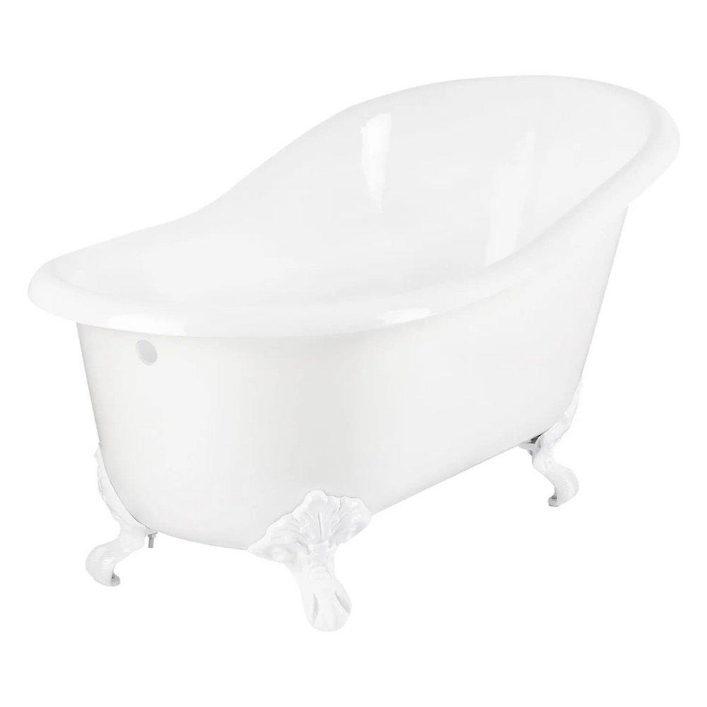 Signature Hardware White 57 x 30 in. Freestanding Bathtub with End Drain in White 