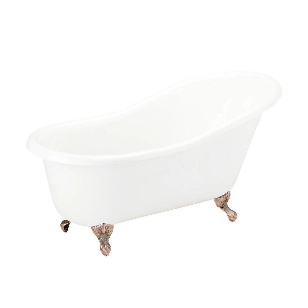 Signature Hardware White 57 x 30 in. Freestanding Bathtub with End Drain in White 
