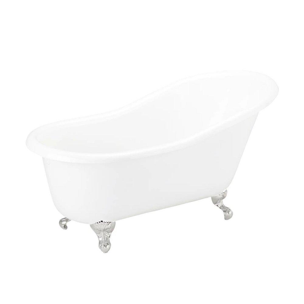 Signature Hardware White 57 x 30 in. Freestanding Bathtub with End Drain in White 